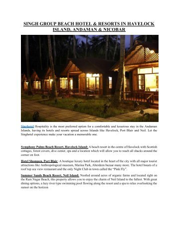 Singhotel Beach Resorts in Havelock Island