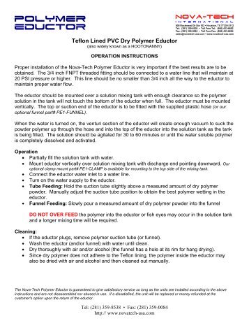 Polymer Eductor - Nova-Tech International, Inc