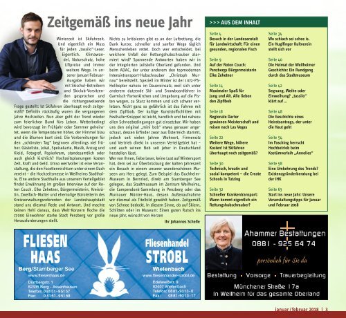 Tassilo, Ausgabe Januar/Februar 2018 - Das Magazin rund um Weilheim und die Seen