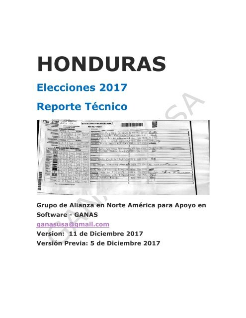 HONDURAS REPORTE FINAL - ANALISIS DE ELECCIONES 2017