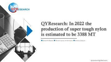 QYResearch: In 2022 the production of super tough nylon is estimated to be 3388 MT