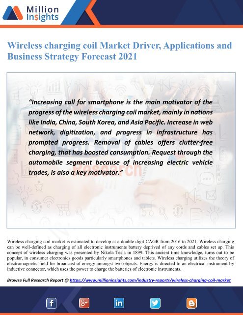 Wireless charging coil Market Driver, Applications and Business Strategy Forecast 2021