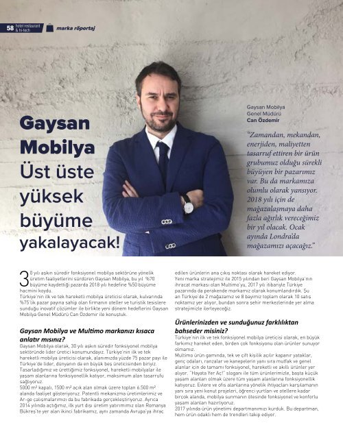 HOTEL RESTAURANT  MAGAZINE ARALIK 2017 SAYISI