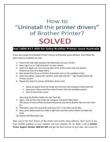 How To Uninstall The Brother Drivers