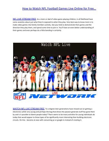  How to Watch NFL Games Live Online for Free..