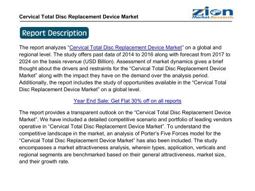 Global Cervical Total Disc Replacement Device Market, 2016–2024