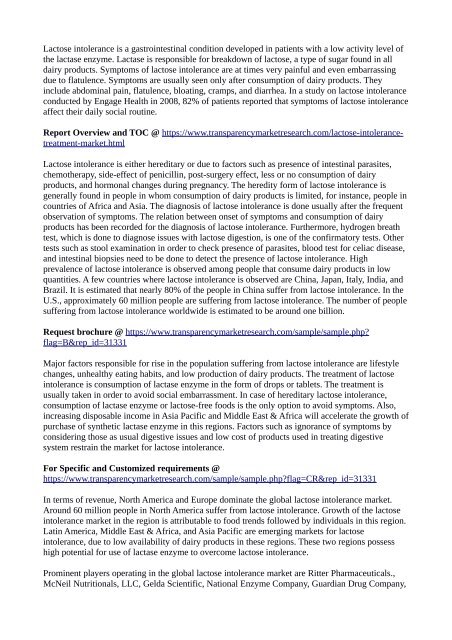 Key Factors Inhibiting Growth of the Global Lactose Intolerance Treatment Market Throughout 2017 - 2025