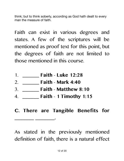 FAITH DEVELOPMENT (Workbook)