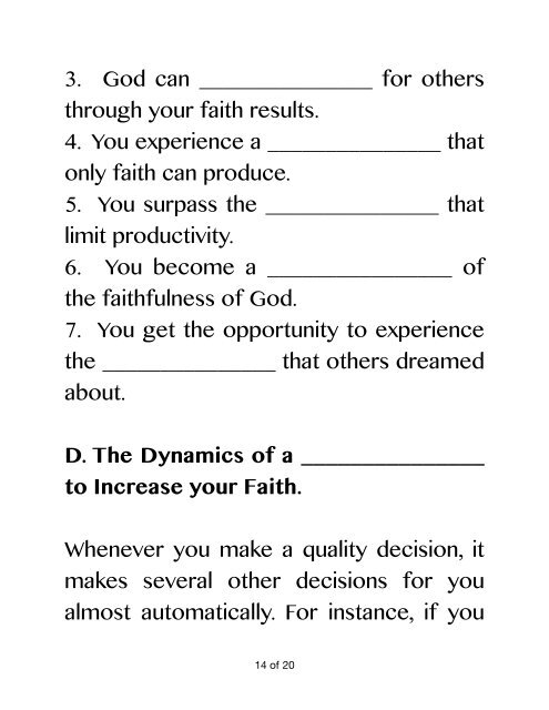 FAITH DEVELOPMENT (Workbook)