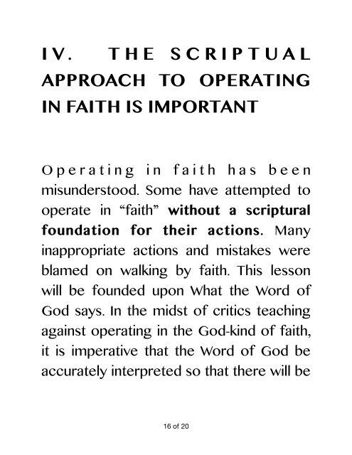 FAITH DEVELOPMENT (Workbook)