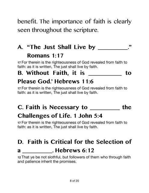 FAITH DEVELOPMENT (Workbook)