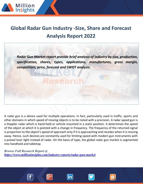 Global Radar Gun Industry -Size, Share and Forecast Analysis Report 2022