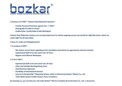 Presentation of Bozkar® Marine Insulation &amp; Cons. Co., Ltd..2018