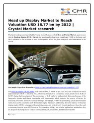 Head up Display Market to Reach Valuation USD 18.77 bn by 2022