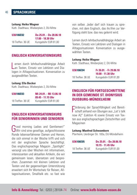 Duisburg KBW @KEFB Bistum Essen Programm 1/2018