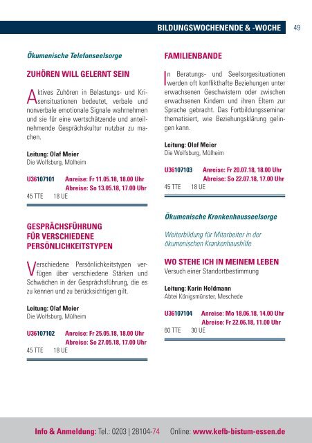 Duisburg KBW @KEFB Bistum Essen Programm 1/2018
