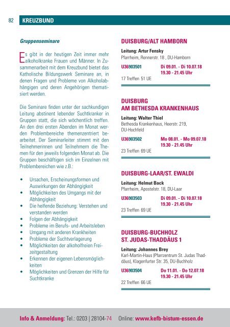 Duisburg KBW @KEFB Bistum Essen Programm 1/2018