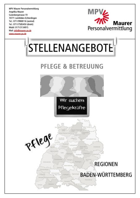 PFLEGEPERSONAL Pflege + Betreuung BW