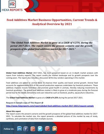 Feed Additives Market Business Opportunities, Current Trends & Analytical Overview by 2021