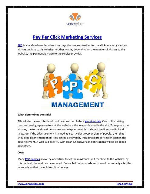 Pay Per Click Marketing Services