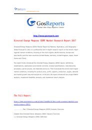 Gosreports views： Directed Energy Weapons (DEW) Market Research Report 2017