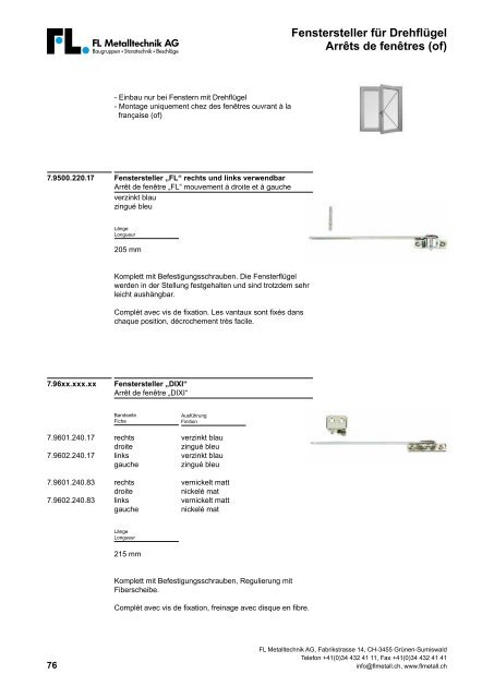 Beschlägekatalog - Catalogue des ferrures