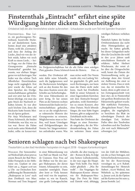 Weilroder Gazette Weihnachten/Januar/Februar 2018