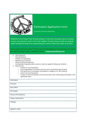 PTE Participant Application Form