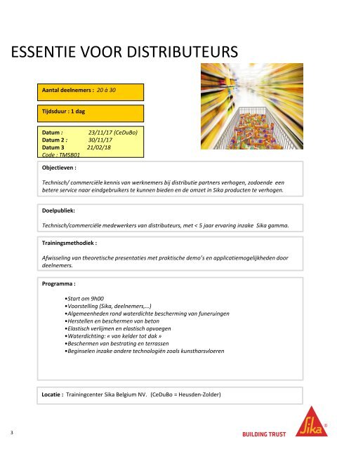 Catalogus Trainingcenter Sika Belgium 2017-2018 versie NL