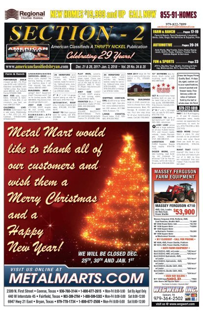 American Classifieds Dec. 21st & Dec. 28th Edition Bryan/College Station