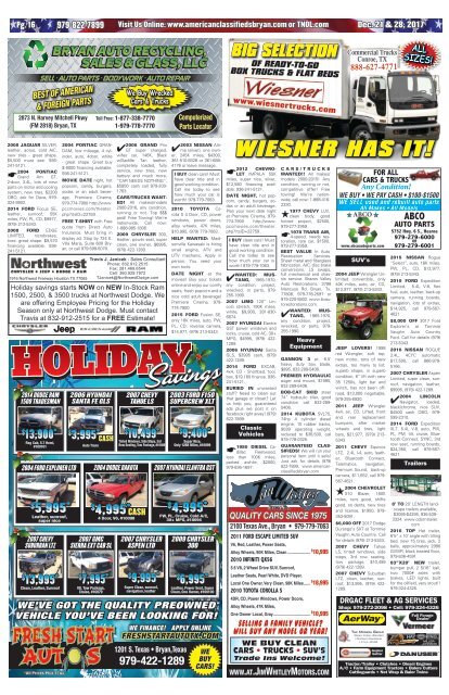 American Classifieds Dec. 21st & Dec. 28th Edition Bryan/College Station