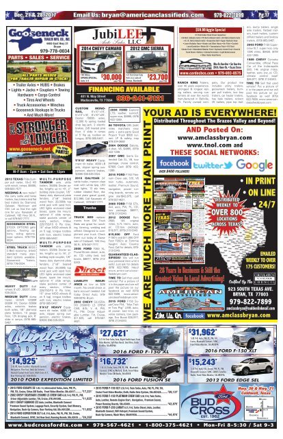 American Classifieds Dec. 21st & Dec. 28th Edition Bryan/College Station