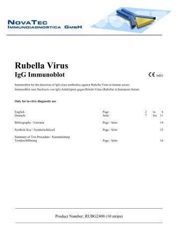 Rubella Virus IgG Immunoblot - NovaTec Immundiagnostica GmbH