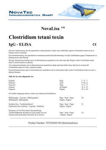 NovaLisa TM Clostridium tetani toxin IgG - ELISA - NovaTec ...