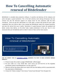 Method of Cancelling Automatic renewal of Bitdefender