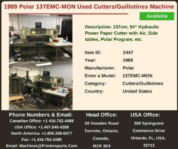 Buy Used 1989 Polar 137EMC-MON Cutters/Guillotines Machine