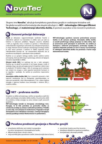 Osnovni principi delovanja NET – prehrana rastlin Posebne ... - Metrob