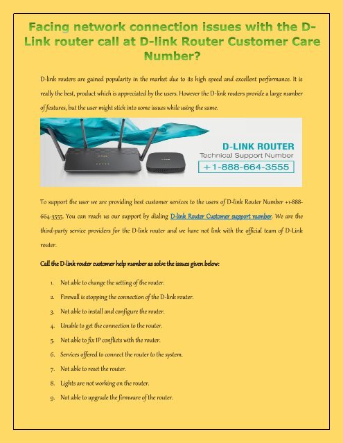 Get effective technical support for your Dlink router by calling the D-link technical support number +1-888-664-3555