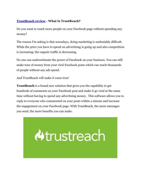 TrustReach Review & TrustReach $16,700 bonuses