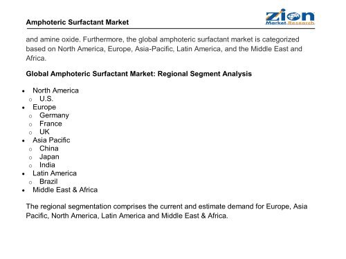 Global Amphoteric Surfactant Market, 2016–2024