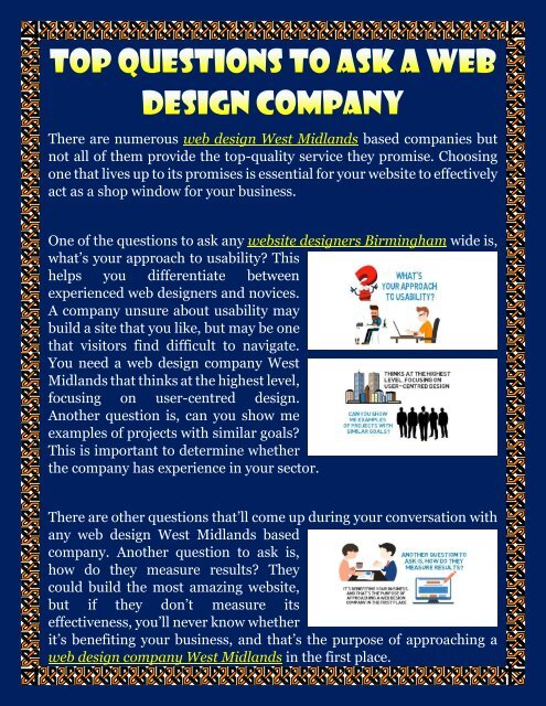 Top Questions To Ask A Web Design Company