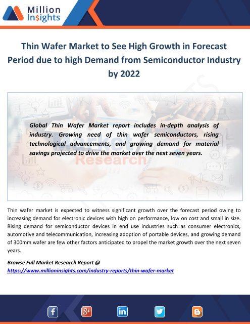 Thin Wafer Market Growth Forecast to 2017-2022