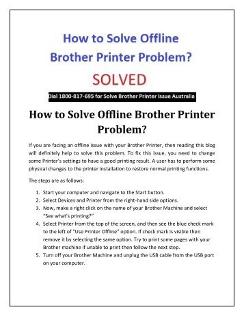 How To Solve Offline Brother Printer Problem