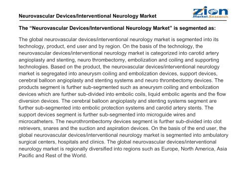 Global Neurovascular Devices Interventional Neurology Market, 2016–2024