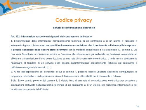 2. Il codice della privacy - Di Ascenzo