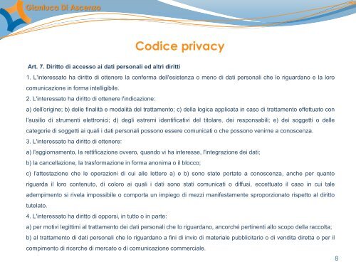 2. Il codice della privacy - Di Ascenzo