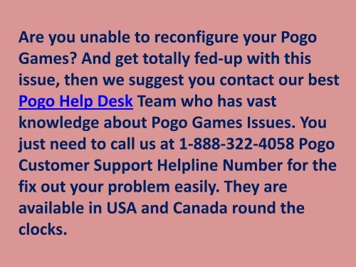 Pogo Hotline Service Phone Number 1-888-322-4058