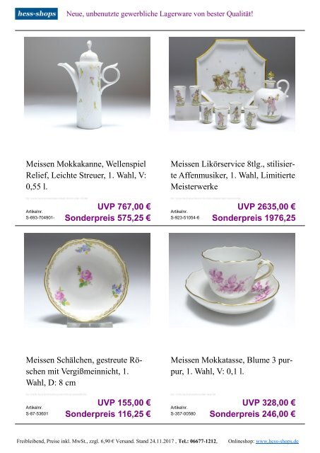 Bestandskatalog Meissen Porzellan 12-2017 bei hess-shops