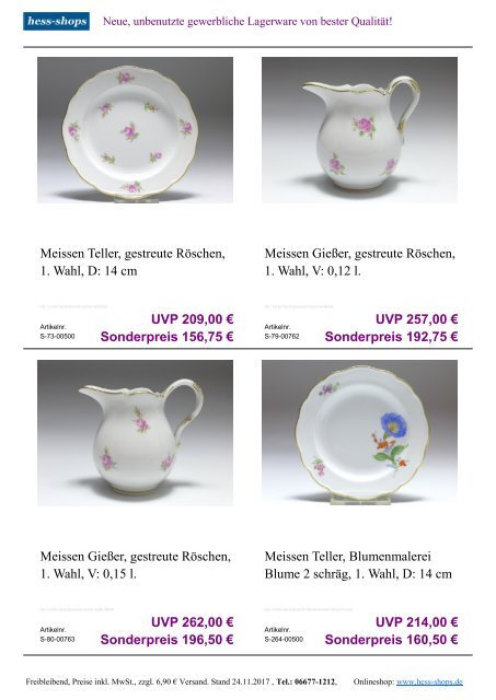 Bestandskatalog Meissen Porzellan 12-2017 bei hess-shops