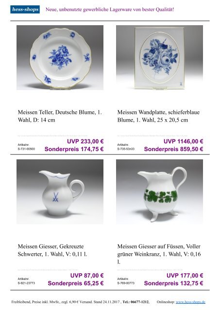 Bestandskatalog Meissen Porzellan 12-2017 bei hess-shops